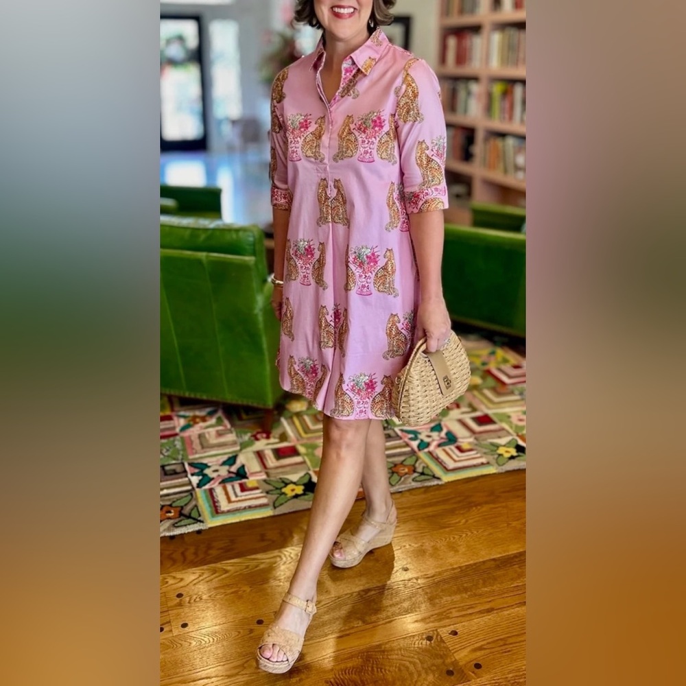Dizzy Lizzie Women's Pink Chatham Cheetah Dress